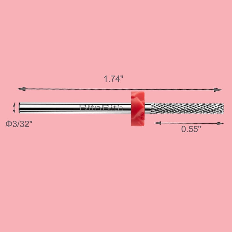 BitnBith Nail Drill Bits Safety Cuticle Nail Buffer Bit 3/32",Tungsten Carbide Professional Drill Bit for Nail Prepare Nail Bed File Dead Skin Cleaning,Manicure 2-Way Rotate For Nail Home Salon,Fine - Image 2